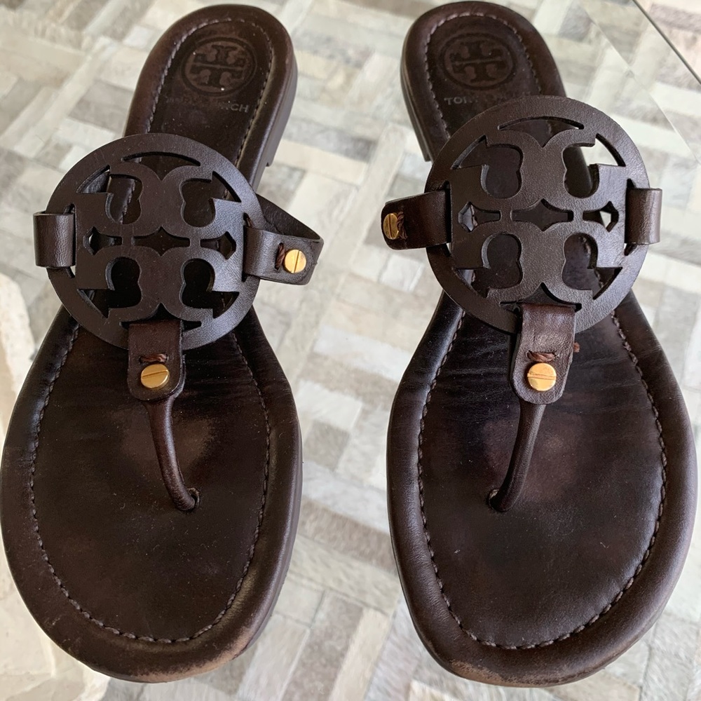 Tory Burch chocolate brown leather sandals